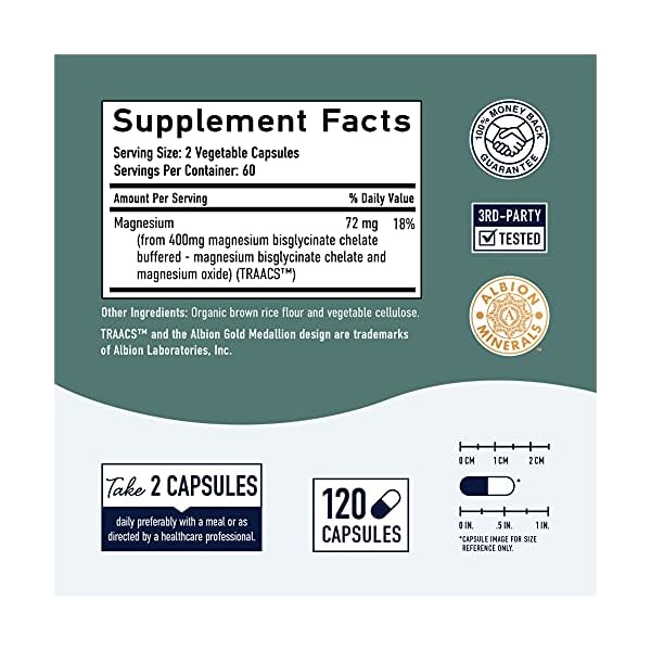 Magnesium Glycinate Capsules, Magnesium Supplement For Calming Sleep Muscle Bone & Nerve Support, Nature's Craft, 120 Or 180ct