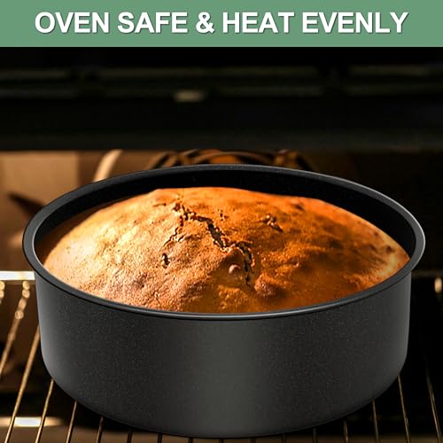 Herogo 8 Inch Cake Tin, Non-Stick Round Stainless Steel Cake Tin Set of 2, 7.5cm Small Deep Baking Tray for Brownie Cake - Image 4