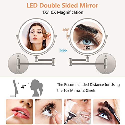 SanaWell Rechargeable Wall Mounted Lighted Makeup Mirror