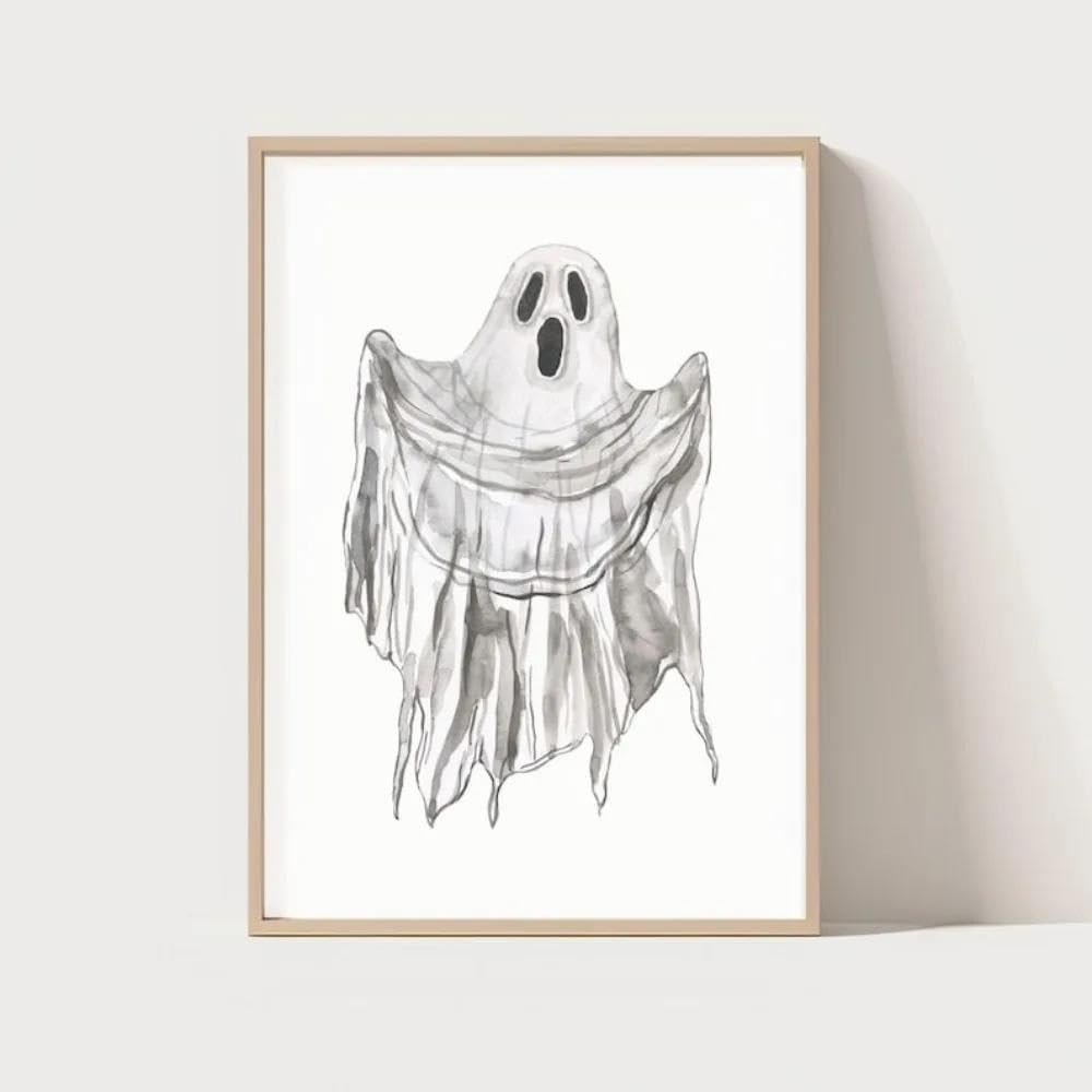 BYAMBD Aesthetic Pictures Frameless Ghost Pumpkin Posters Printing Wall Art Room Canvas Painting Party Decor(A,30x40cm)