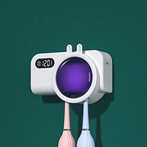 Electric Toothbrush Holder,Sterilization Function Toothbrush Holders for Bathroom Air Drying Uv Sanitizer Wireless Wall Mounted Rechargeable (A)