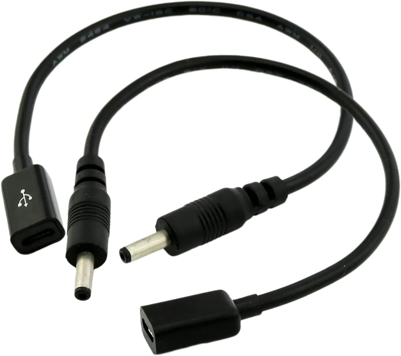 UpperFu 2 Pcs DC Power 3.5mm x 1.35mm Male Plug to Micro USB Female Jack Power Adapter Cable Cord