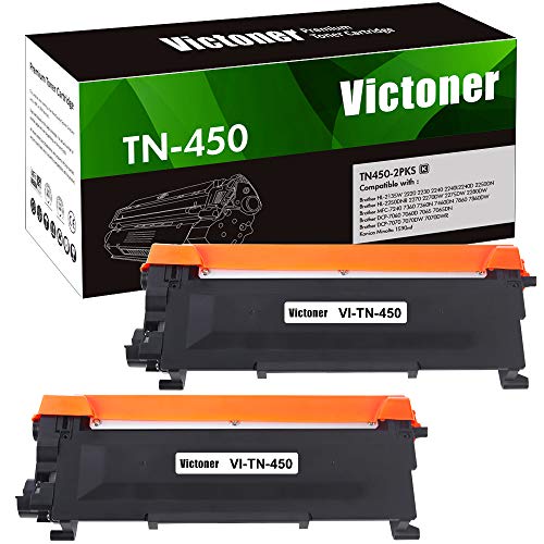 Victoner Compatible Toner Cartridge Replacement for Brother TN450 TN-450 TN420 TN-420 Toner for Brother HL-2270DW HL-2280DW MFC-7860DW MFC-7240 HL-2240 MFC-7360N DCP-7065DN Toner (Black, 2-Pack)