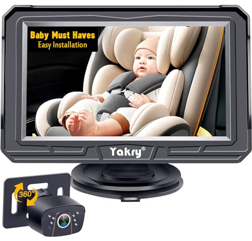 Image of Baby Car Camera Easy Install: 360° Rotation USB Plug and Play Clear Night Vision Backseat Camera 2 Kids 170° Wide View Rear Facing Carseat Camera Real-time HD 1080P Baby Car Monitor Yakry Y60