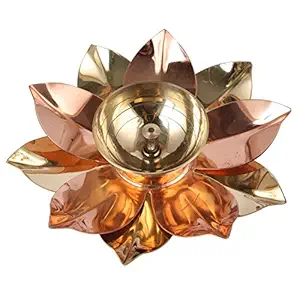 Beautiful Brass/Copper Lotus Shape Oil Lamp, Kamal Deepak/Diya