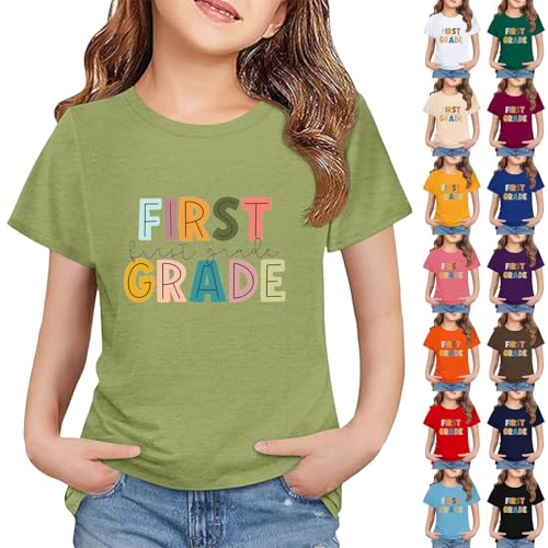 Back to School Shirts First Grade Graphic Short Sleeve Boys Girls First Day of Preschool Tops Crew Neck Clothes