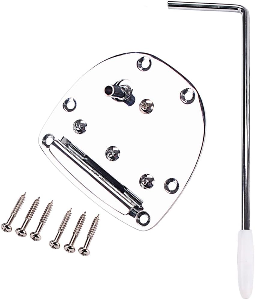Vaguelly 1Set Electric Guitar Tremolo System Tailpiece Bridge for Jazz Master Replacement Parts Durable Material Saddle Easy Installation Fits Classic Guitars Silver