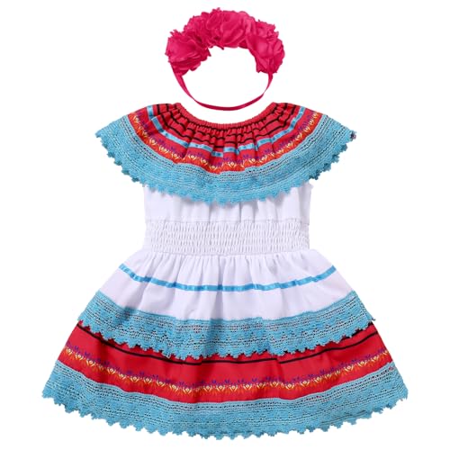 IMEKIS Baby Girl Mexican Fiesta 1st Birthday Outfit Romper Dress with Flower Headband Summer Cake Smash Photo Shoot