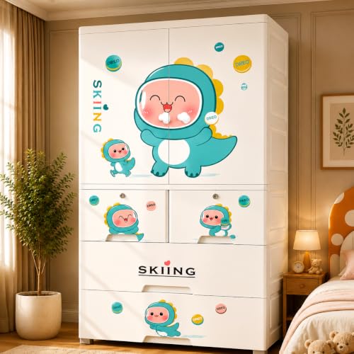 Image of LERIMO Plastic Wardrobe for Clothes | Portable Foldable Wardrobe Almirah for Bedroom | Kids & Baby Clothes Storage Cupboard | Collapsible Plastic Storage Cabinet | Almirah for Kids Clothes
