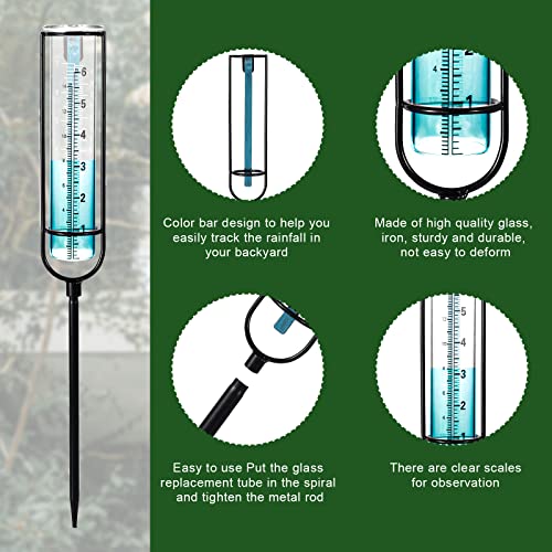 melairo Tube de Remplacement de Pluviomètre en Plastique 2 Pièces avec Jauge D'Eau de Pluie D'une Capacité de 7 Pouces pour Jardin Cour Extérieure