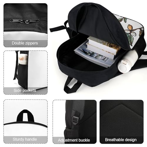 Leaves And Nuts Backpack - Durable 600D Polyester, 17 Inch Backpack with Ergonomic Adjustable Straps, Lightweight Travel Bag for Men & Women4