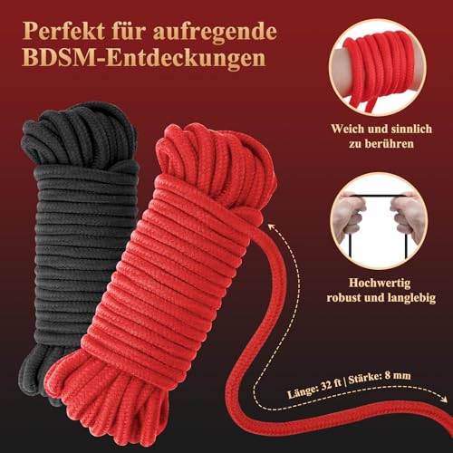 BDSM Bondage Seil – Japanisches Shibari Baumwollseil, Weiches Fesselseil Sm Sexspielzeug für Paare Extrem Sex, Kinky Fesselspiel Rope Bondage Erotiek Zubehör 3×10 m