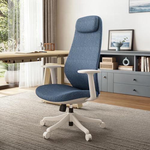 Image of EUREKA ERGONOMIC Skylar-Lite Mesh Office Chair Blue, Ergonomic Office Desk Chair with Adjustable Headrest, Home Office Desk Chairs with Adjustable Lumbar Support