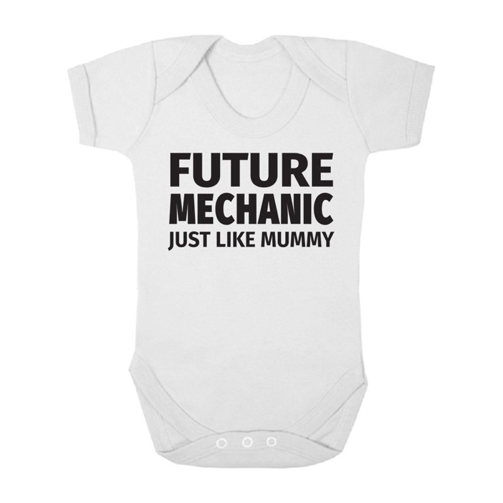Future Mechanic Just Like Mummy Cute Boys and Girls Baby Vest Bodysuit (3-6 Months, White)