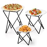 Cididu Set of 3 Black Metal Pizza Riser Racks, Twisting Geometric Pizza Table Stand Serving Tray Holder, Tabletop Square Dessert Stand Platter Risers, Food Risers for Buffet Restaurant Home Party