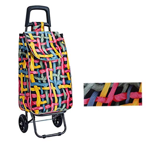 DEE Multifunktions-Einkaufstrolley aus Stahl, tragbar, Zugstange, Auto, kleine Anhänger, Gepäckwagen, alter Mann… – Bild 3