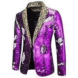 Glitzer Sakko Herren Goldene Hochzeit Party Pailletten Blazer Slim Fit Männer Anzug EIN Knopf Smoking Jackett Herren Weihnachten Silvester Party Glänzende Anzugjacke Performance-Kostüm