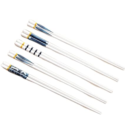 Japanese style,asian style ceramic chopsticks set of 5 ,reusable Chinese ceramic chopsticks for ramen,sushi,snack,salad,mix drinks
