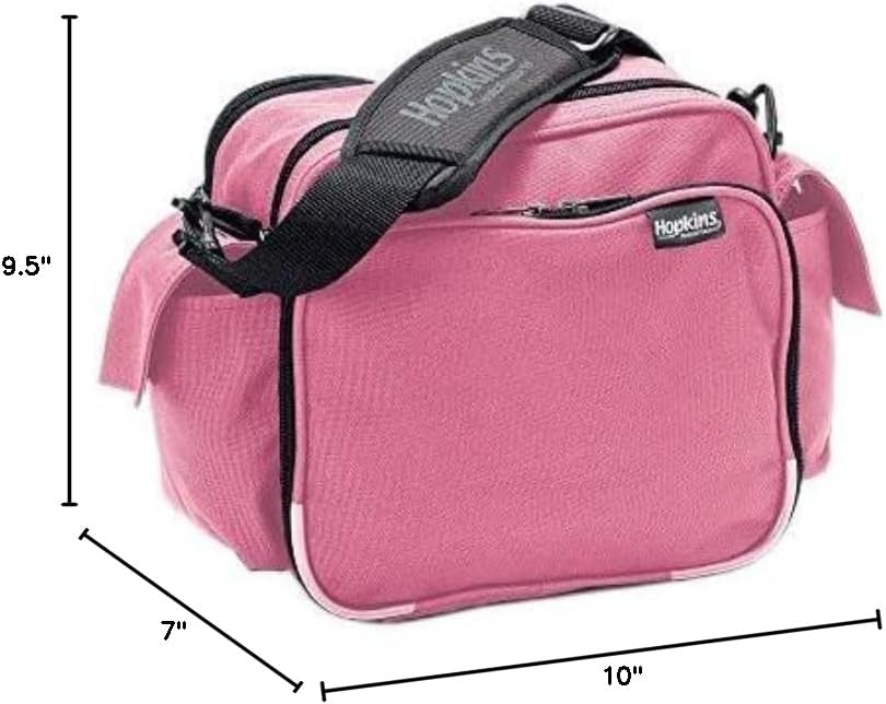Hopkins Medical Products Mini Home Health Shoulder Bag, 600D Waterproof Material, Fold-Down Compartment for Easy Organization, Adjustable Straps and Reinforced Bottom, 10x7x9.5 inch, Chic Pink Design - Image 10