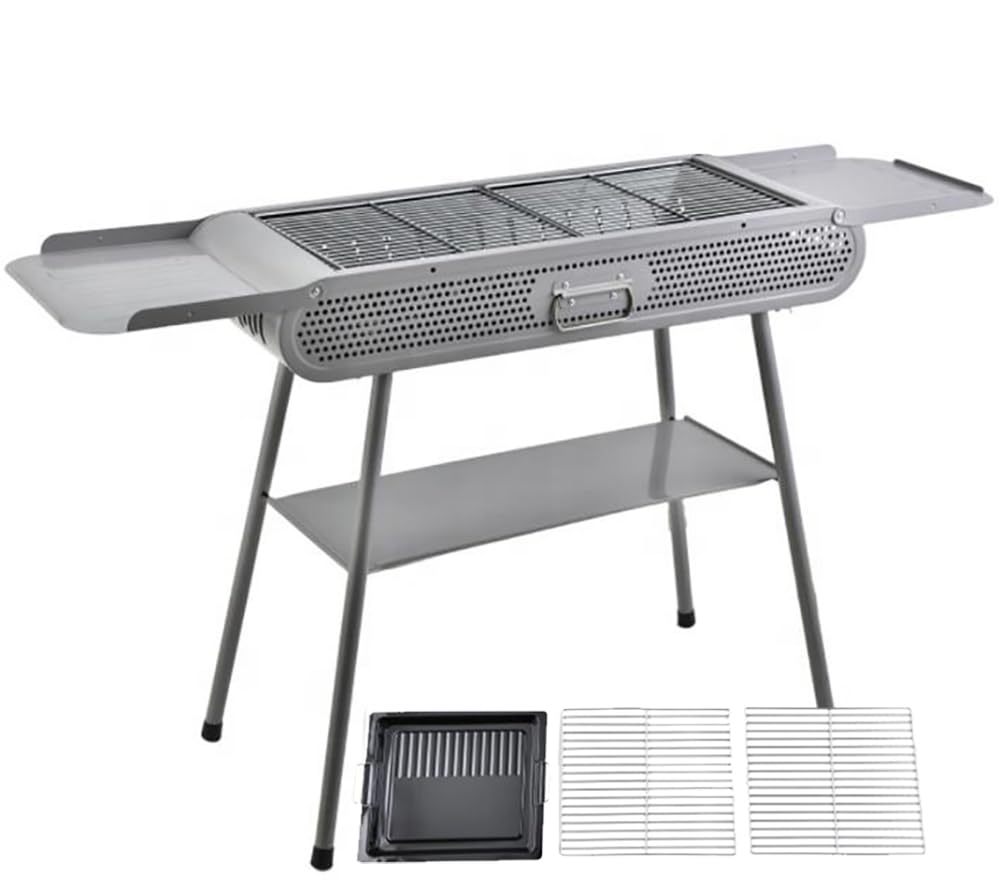 Barbecue au charbon de bois pliant avec 2 filets de gril et plaques amovibles