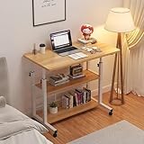 PluieSoleil サイドテーブル 昇降式 高さ調節 キャスター付き 二重層収納