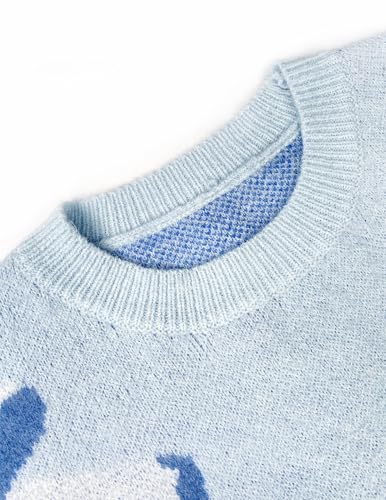 Image of Libsorge Womens Oversized Cute Bows Crewneck Pullover Sweater | Fall Winter Trendy Long Shoulder Balloon Sleeve Cozy Knit Baggy Printed Dressy Casual Valentines Day Vintage Sweaters