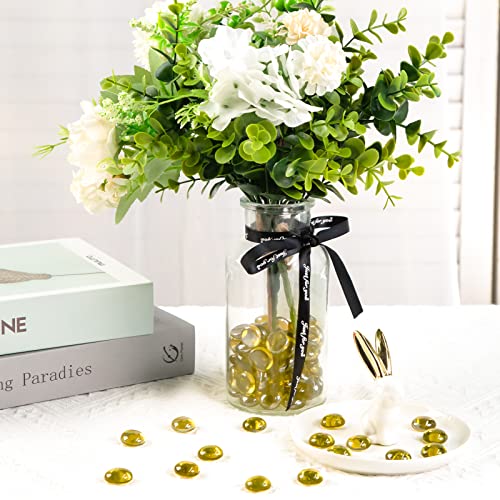 image for FUTUREPLUSX 1LB Yellow Glass Marbles, Flat Marbles Glass Beads Vase Fi
