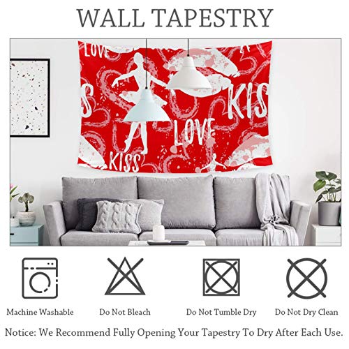 Tapestry Abstract Ballerina Lips Love Heart Ballet Pattern Wall Hanging With Home Decorations For Living Room Bedroom Dorm Decor 80X56 Inches #TOP2