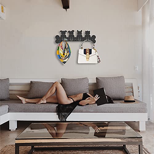 Steti Wall Mounted Dog Hooks, Coat Rack And Bathroom Towel Hooks, Dog Leash Holder, Gifts For Dog Lovers, Black Dog Decor, Cute Designed Wall Hanger, Matte Finish, Antirust Metal #TOP2