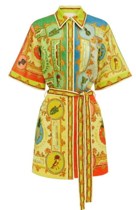 Vestidos florales de manga corta para mujer, vestido de verano vintage bohemio con estampado de graffiti, vestido camisero midi colorido con cuello polo abotonado con cordones, vestido de verano
