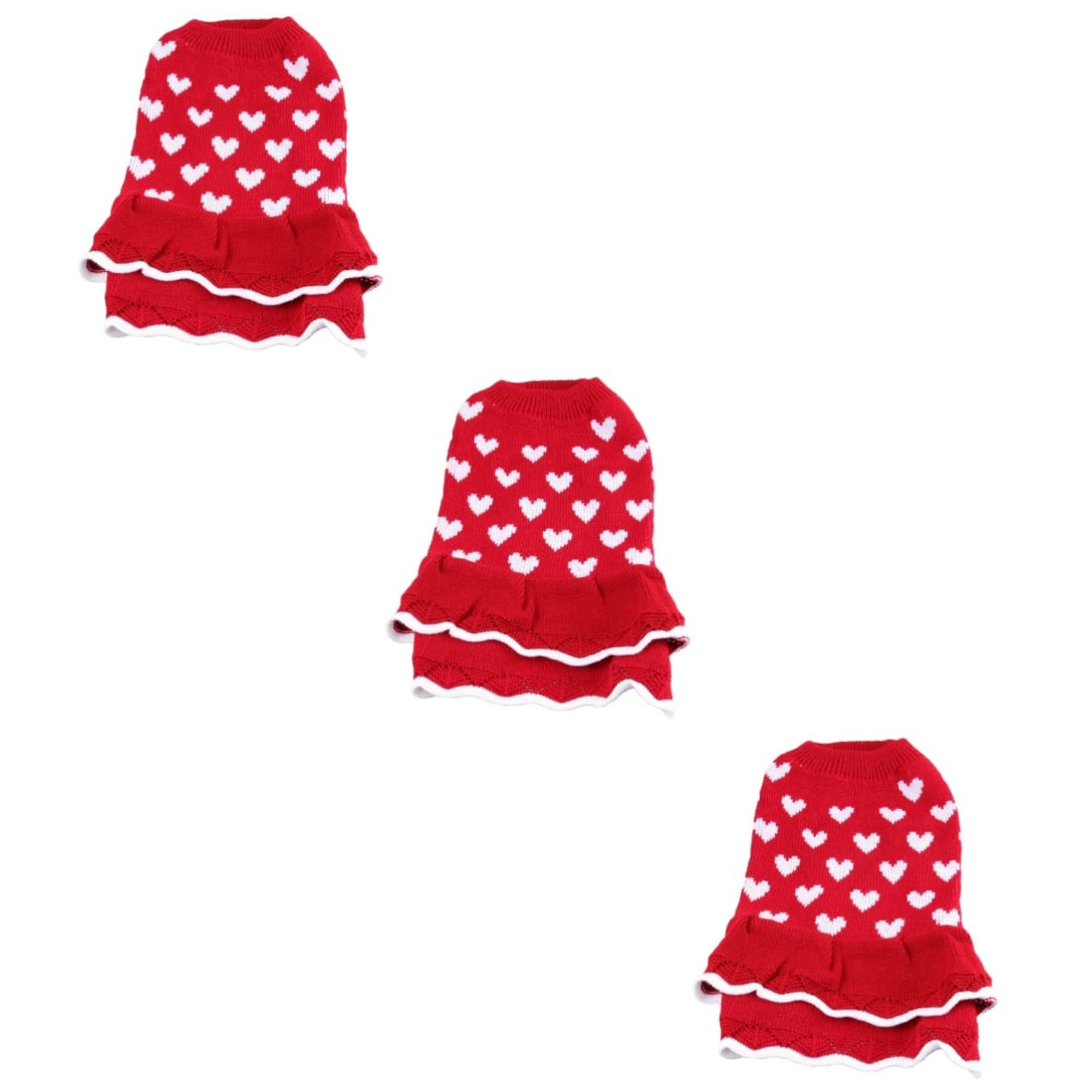 BESPORTBLE 3 Pezzi Adorabile Vestito Natalizio Per Cani Gonna Per Cani Di Piccola Taglia A Forma Di Cuore Abbigliamento Per Animali Domestici Caldo E Confortevole Per Occasioni Speciali Foto