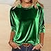 Velvet Tops for Women Dressy Casual Crewneck 3/4 Sleeve Velour Shirt Fall Winter Fashion Comfy Tshirts Blouses Green 2X