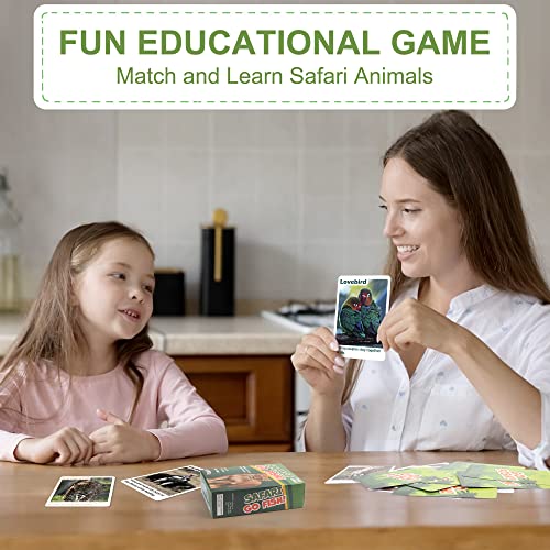 Benben Go Fish Card Game For Kids, 104 Cards, Jumbo Size, Safari Animal Learning & Playing Cards, Picture Cards With Real Photos Fun Facts, 2-8 Players, Ages 3+ #TOP4