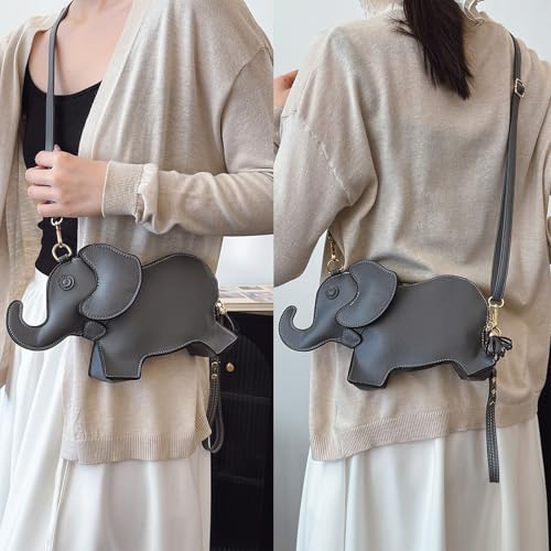 Image of Women PU Leather Unique Novelty 3D Elephant Shaped Handbag Purse Crossbody Shoulder Bag