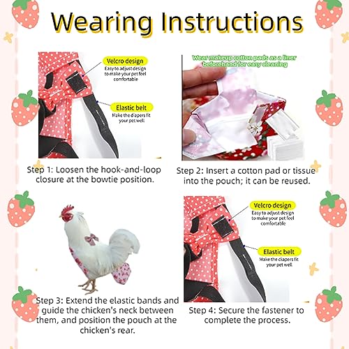 MANON ROSA Chicken Diapers Bantam Hens - Reusable 6-Piece Set with Bow Ties Poultry Nappies Washable Waterproof for Geese Pet Ducks Silkie(6D20P L)