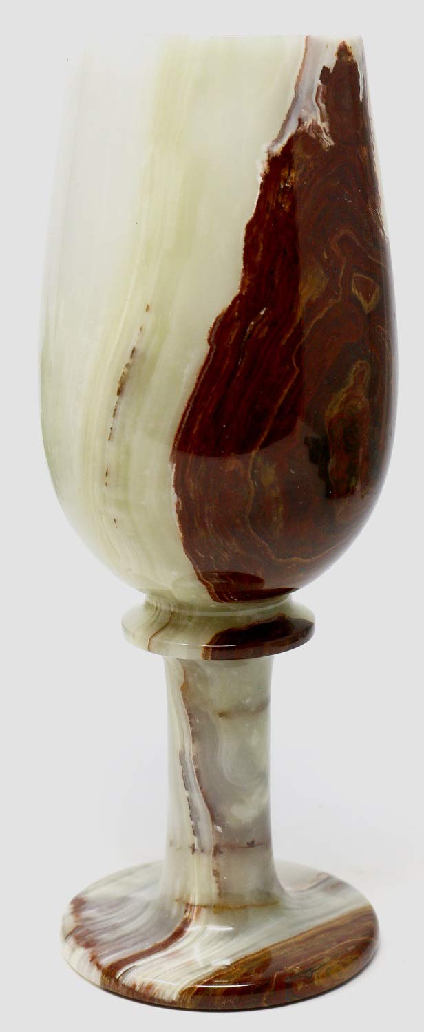 1 Stück Weinglas/Kelch aus dem Halbedelstein Onyx Marmor, 20 cm Handarbeit Naturstein