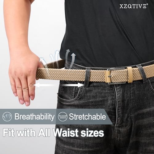 Image of XZQTIVE Braided Stretch Belt Mens Gift Elastic Woven Belt for Golf Casual Pants Shirts Jeans