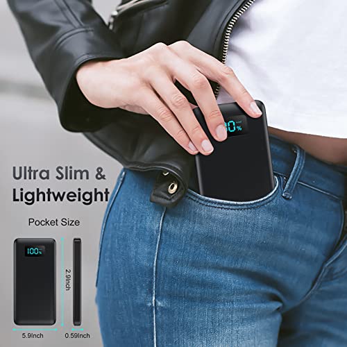 QTshine Power Bank 13800mAh, Ultra Slim LED Display Portable Charger, PD 3A USB C Input & Output with Flashlight Battery Pack Compatible with iPhone 14 Pro/Samsung/Xiaomi/Nexus - Image 8