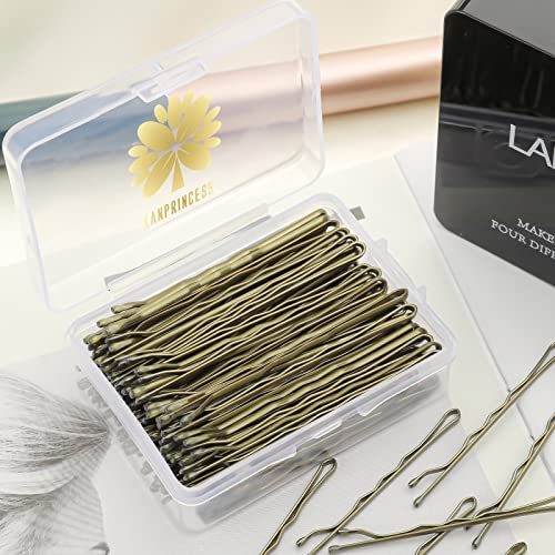 Kanprincess 100Pcs 2.4Inch Bobby Pins Bronze,Pain-Free Bobby Pins For All Hair Types,Hair Pins For Women Girls,Hairpins For Buns With Box(Bronze) #TOP3