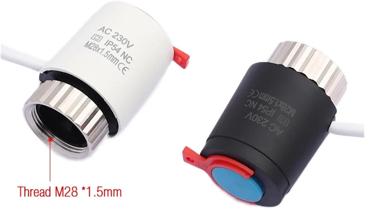 1/5 Piezas 230 V Normalmente Cerrado NC M28 * 1,5 Mm Actuador Térmico Eléctrico para Válvula De Radiador Termostático De Calefacción por Suelo Radiante, 5 Pieces-White