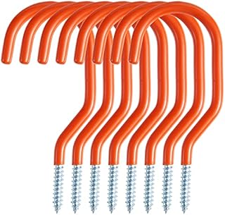Sinoer 8 Pack Garage Bike Hooks, Tool - Utility Hooks, Wall Mount Screw Ceiling Hooks - Hanger Rack for organizing Bikes, Ladder, Extension and Power Tools -Orange
