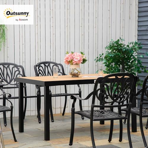 Table Jardin 6 Pers. 140 cm Aluminium Imitation Bois Outsunny