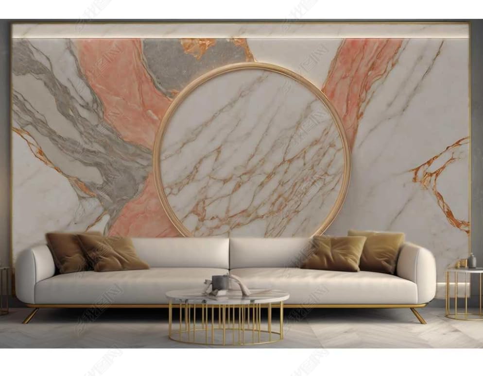 Papier peint panoramique marbre HD brun rose, tapisserie murale chambre 150x105