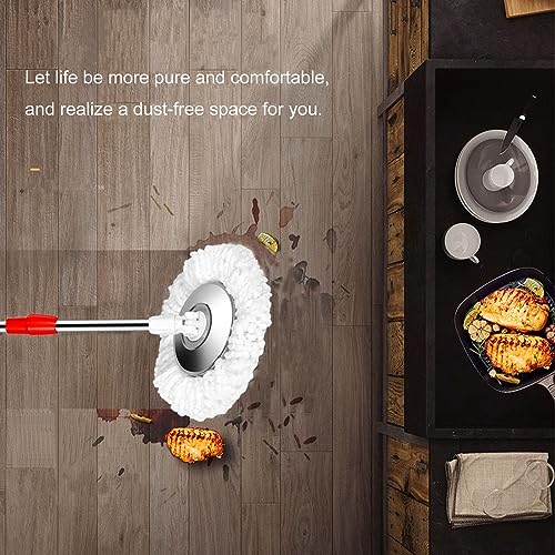 Wischeimer Set mit Auswringer, schwenkbarer Edelstahl-Moppeimer mit Rollen, 3 Mikrofaser-Ersatz-Moppköpfe, Edelstahl-Teleskopstiel Bodenwischer, Waschflasche – Bild 6