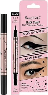 PerfecTT 24HR Black Stamp 2-in-1 Waterproof Eyeliner with Silky Liner and Star Stamp, Black Price In India