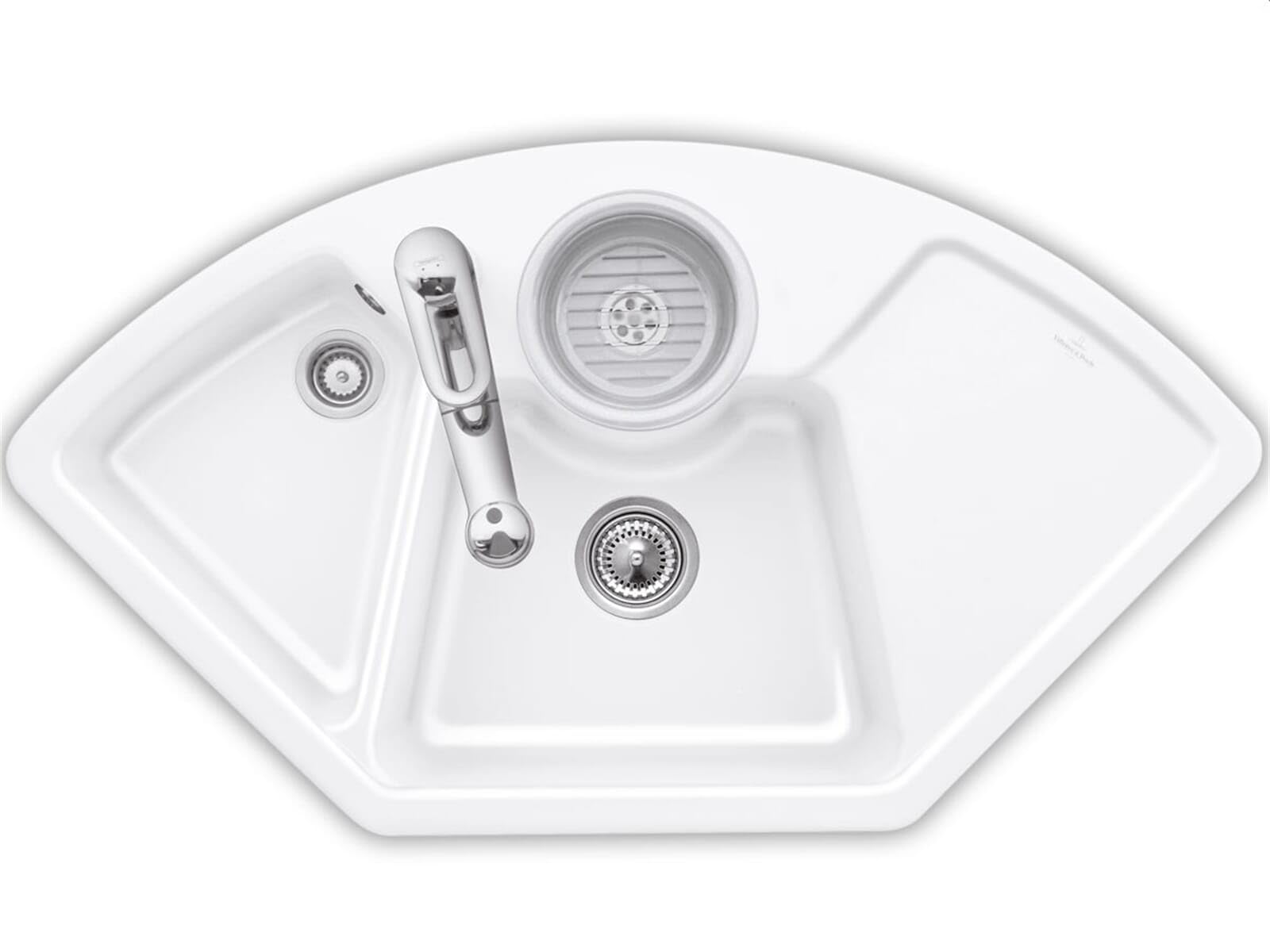 Villeroy & Boch Solo Eck Snow White - 6708 01 KG Keramikspüle Handbetätigung