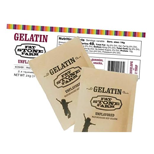 Fat Stone Farm Kosher Beef Gelatin Powder (Unflavored) - - 2 x Single Serving ½ oz Paper Packets (NEW)