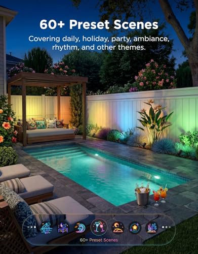 Image of Govee Outdoor Spotlights Lite 4 Pack, IP67 Waterproof Spotlights, WiFi | Landscape Lighting Work with Alexa, Matter and Google Assistant, RGBWIC Color Changing Light for Outdoor Decor, Patio Decor