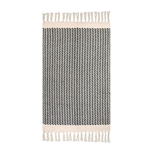 Lahome Boho Bathroom Rugs, Small 2X3 Entry Rug Lightweight Front Door Mat Woven Cotton Area Rug With Tassels, Farmhouse Non-Shedding Washable Grey Throw Rug Low Pile Carpet For Kitchen Laundry #TOP7