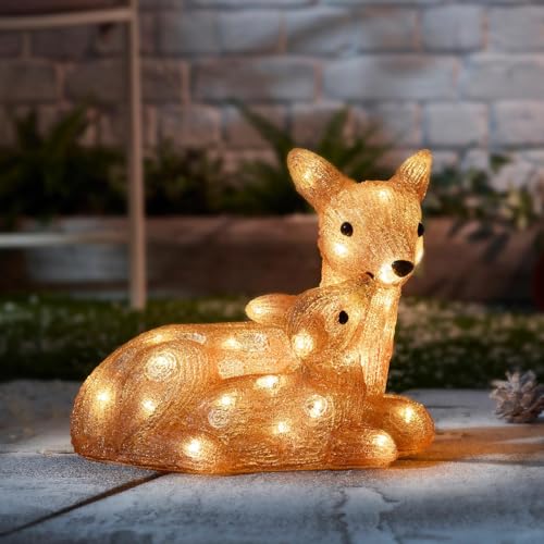 Festive Lights 32 cm große Weihnachtsfigur aus Acryl mit Rentier und...